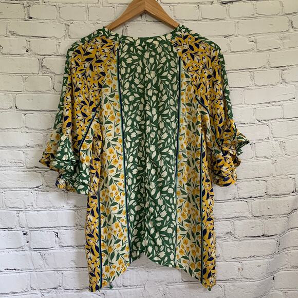 Democracy Tunic Blouse Small- Vintage Floral Boho Patchwork Hippie Flowy Casual - Picture 5 of 6